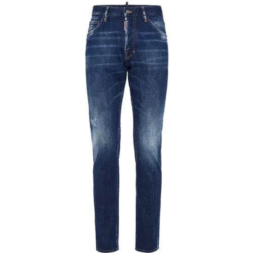 Marineblaue Whisker Denim Jeans , Herren, Größe: L - Dsquared2 - Modalova