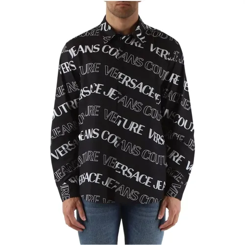 Regular Fit Baumwollhemd mit All-Over-Logo-Print - Versace Jeans Couture - Modalova