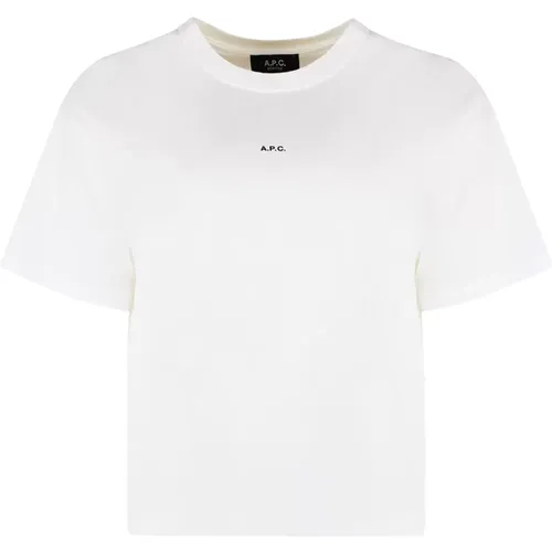 Geripptes Rundhals-Baumwoll-T-Shirt , Damen, Größe: M - A.P.C. - Modalova