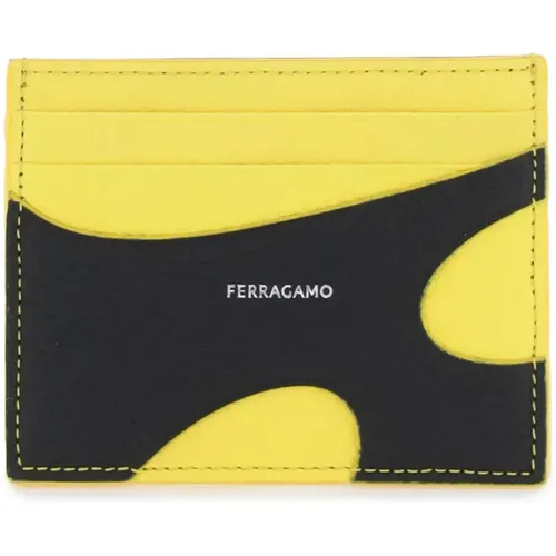 Leather Cut-Out Card Holder , male, Sizes: ONE SIZE - Salvatore Ferragamo - Modalova