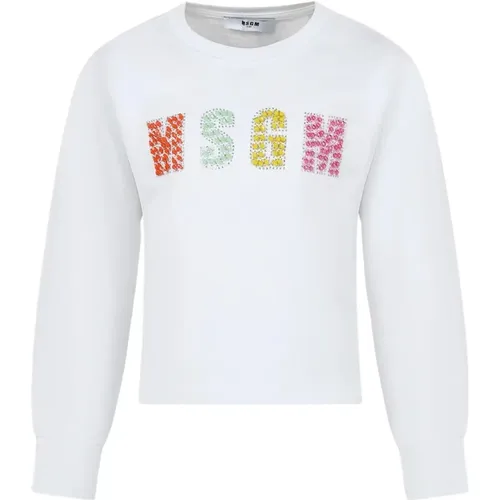 Weißer Pullover mit Multicolor Logo - Msgm - Modalova