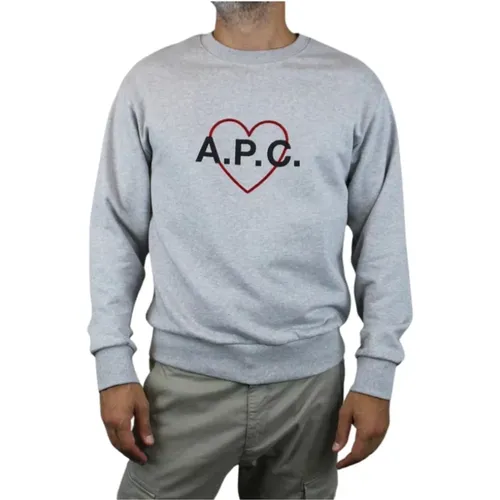 APC Paris Jersey Sweater - Grey Round Neck , male, Sizes: M, XL - A.p.c. - Modalova