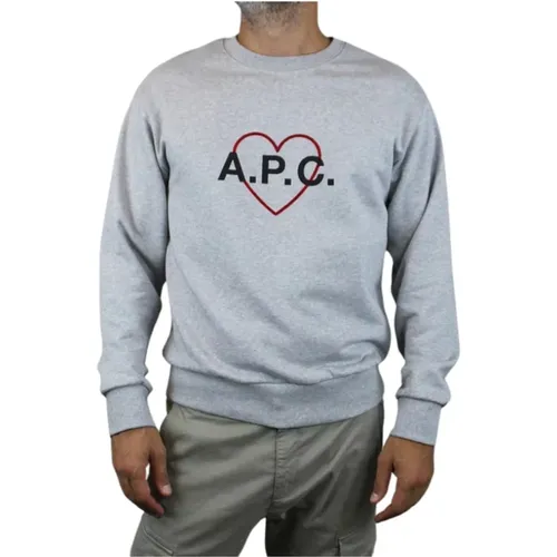 APC Paris Jersey Sweater - Grey Round Neck , male, Sizes: XL - A.p.c. - Modalova