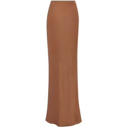 Beige Silk Maxi Skirt Ss23 , female, Sizes: L - Saint Laurent - Modalova