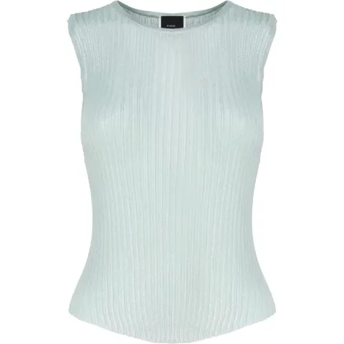 Grüner Metallic Ärmelloser Sweater Top , Damen, Größe: L - pinko - Modalova