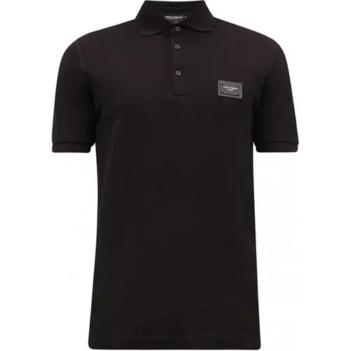 Schwarzes Poloshirt mit kurzen Ärmeln , Herren, Größe: S - Dolce & Gabbana - Modalova