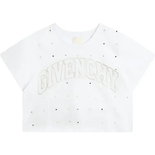 Weiße Gekürzte Kinder T-Shirt mit Perlen - Givenchy - Modalova