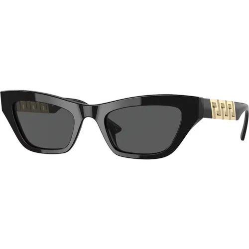 Schwarze/Graue Sonnenbrille , Damen, Größe: 52 MM - Versace - Modalova