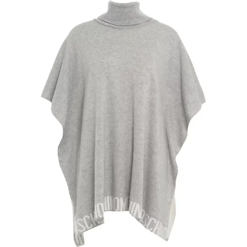 Grey Knit Poncho Aw24 , female, Sizes: ONE SIZE - Moschino - Modalova