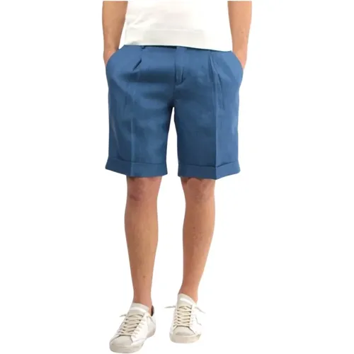 Blaue Leinen-Bermuda-Shorts , Herren, Größe: W40 - Michael Coal - Modalova