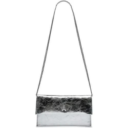 Silberne Clutch Tasche mit Metall Details - PATRIZIA PEPE - Modalova