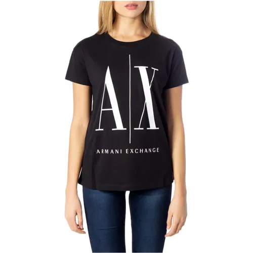Printed Short Sleeve T-shirt for Women , female, Sizes: M, S, XS - Armani Exchange - Modalova