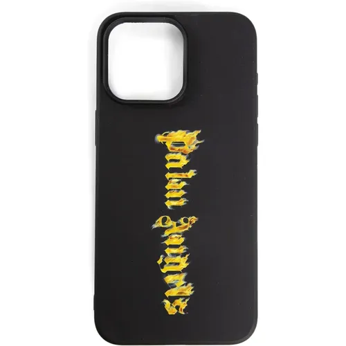 Gold Burning Logo iPhone 15 Pro Max Case , male, Sizes: ONE SIZE - Palm Angels - Modalova