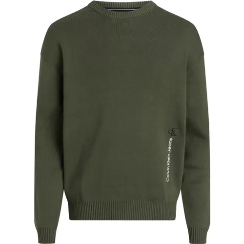 Vertical Institution Sweater in Thyme , male, Sizes: XL, 2XL, M - Calvin Klein - Modalova