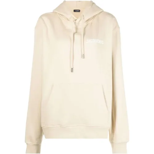 Logo Hoodie in Hellbeige Baumwolle , Herren, Größe: L - Jacquemus - Modalova