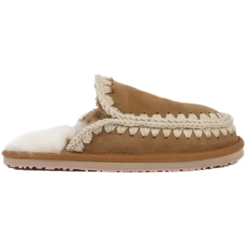 Leather Slipper with Beige Stitching , female, Sizes: 8 UK, 7 UK, 6 UK, 5 UK - Mou - Modalova