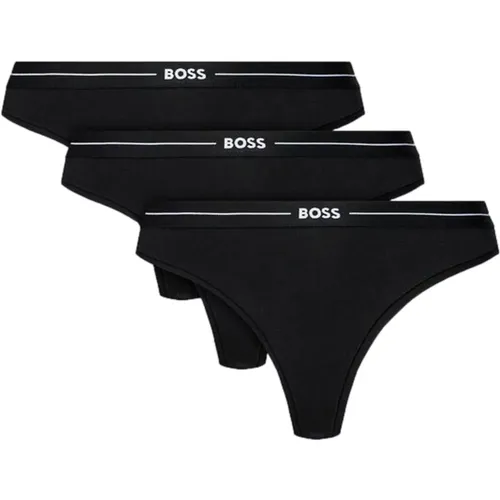 P String Set Schwarz Baumwolle Elastisches Logo Taillenband , Damen, Größe: L - Hugo Boss - Modalova