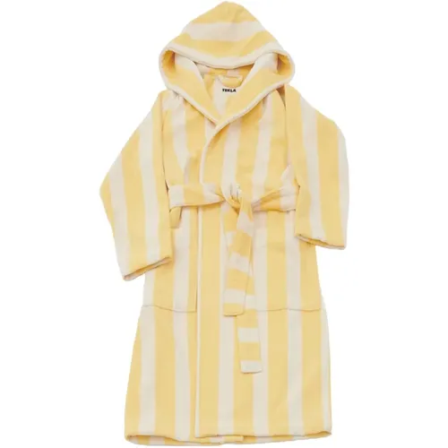 Striped Cotton Hooded Robe , female, Sizes: M - Tekla - Modalova