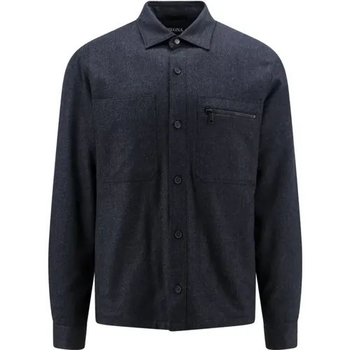Men`s Clothing Jackets Coats Grey Aw23 , male, Sizes: L - Ermenegildo Zegna - Modalova