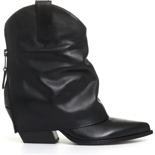 Leather Ankle Boots Folded , female, Sizes: 4 1/2 UK, 7 UK, 6 UK, 5 1/2 UK, 5 UK, 2 UK, 4 UK, 3 1/2 UK - Elena Iachi - Modalova