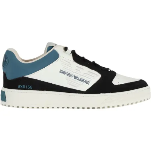 Weiße Sneaker mit Wildleder Einsätzen , Herren, Größe: 40 1/2 EU - Emporio Armani - Modalova