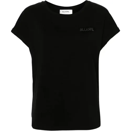 Schwarzes `Moda` T-Shirt , Damen, Größe: M - Blugirl - Modalova