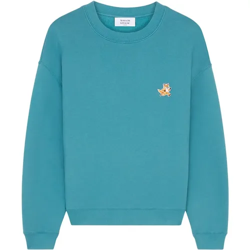 Bestickter Baumwoll-Sweatshirt mit Rundhalsausschnitt - Maison Kitsuné - Modalova