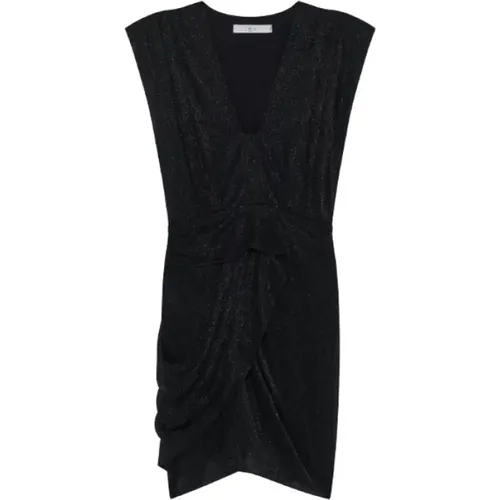 Niara Schwarzes Kleid mit V-Ausschnitt und Drapiertem Vorderteil , Damen, Größe: XS - IRO - Modalova
