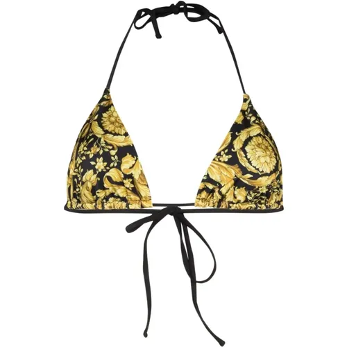 Baroque Print Triangle Bikini Top , female, Sizes: L, S, M - Versace - Modalova