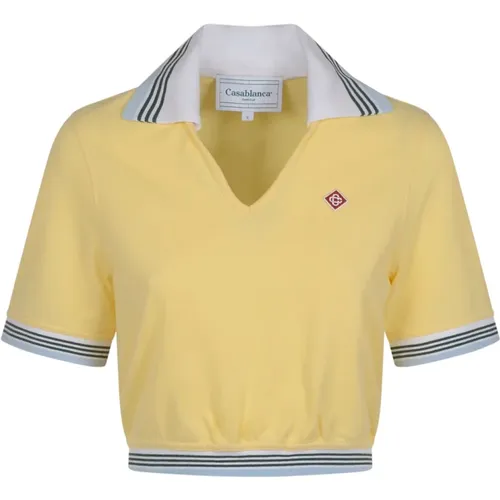 Cropped Pique Polo Shirt , female, Sizes: XS, S - Casablanca - Modalova