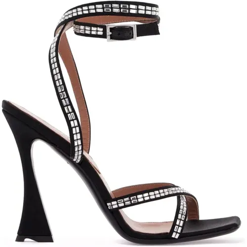 Rhinestone Embellished Square Sandals , female, Sizes: 3 UK, 6 UK, 5 UK - D'Accori - Modalova