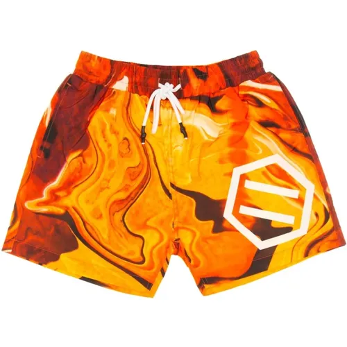 Gradient Logo Swim Shorts Red/Orange , male, Sizes: S - Dolly Noire - Modalova