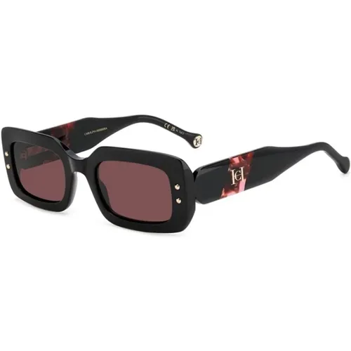 Chic Burgundy Sunglasses with Pink Lenses , female, Sizes: 50 MM - Carolina Herrera - Modalova