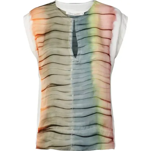 Tie-Dye Rosalyn Top Weiß , Damen, Größe: XS - Rabens Saloner - Modalova