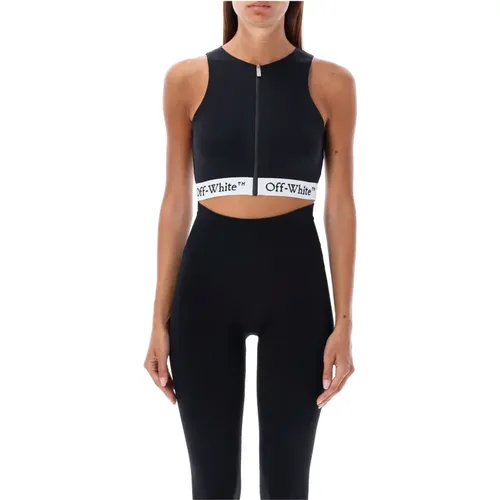 Schwarzes Logo-Band Crop Top Aw24 - Off White - Modalova