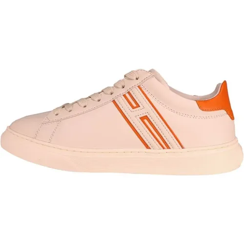 Orange Leather Sneaker with Rubber Sole , male, Sizes: 8 1/2 UK, 7 UK, 7 1/2 UK, 8 UK - Hogan - Modalova