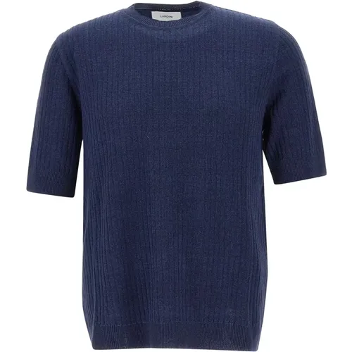 Linen Cotton T-shirt with Ribbed Texture , male, Sizes: M - Lardini - Modalova