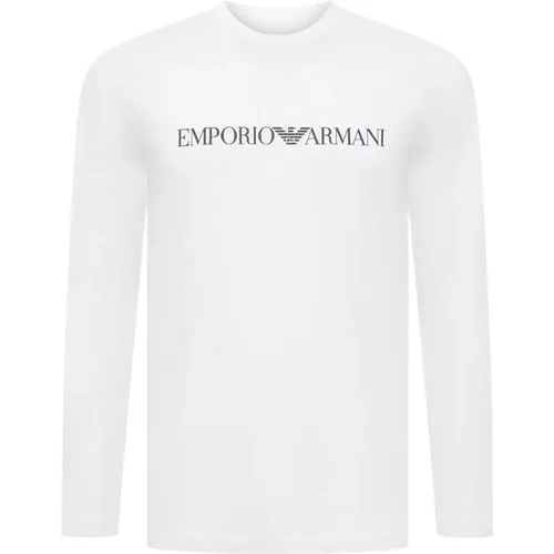 Bedrucktes Logo Langarm T-Shirt , Herren, Größe: L - Emporio Armani - Modalova