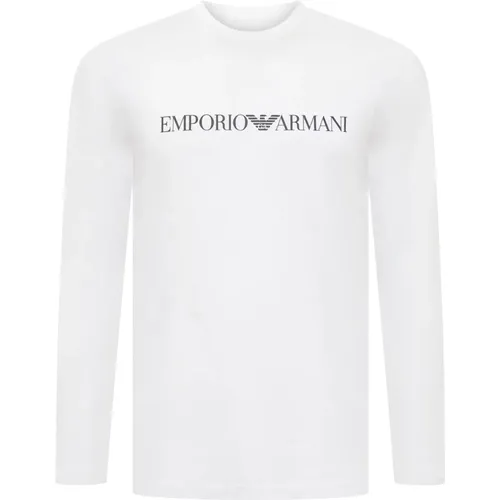 Bedrucktes Logo Langarm T-Shirt , Herren, Größe: XL - Emporio Armani - Modalova
