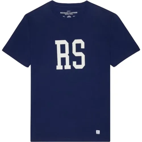 Bedrucktes Logo T-Shirt - Blau Rundhals , Herren, Größe: L - Redskins - Modalova
