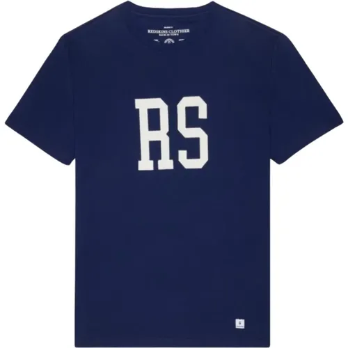 Bedrucktes Logo T-Shirt - Blau Rundhals , Herren, Größe: M - Redskins - Modalova