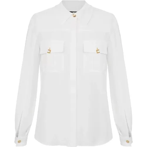 Georgette-Shirt mit Charms-Logo , Damen, Größe: XL - Elisabetta Franchi - Modalova