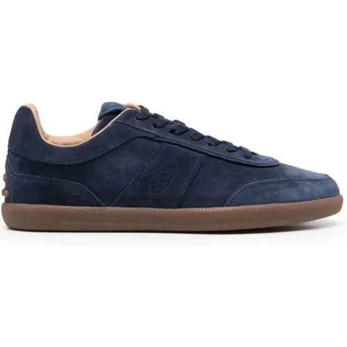 Blaue Ledersneakers mit Panel-Design , Herren, Größe: 39 EU - TOD'S - Modalova