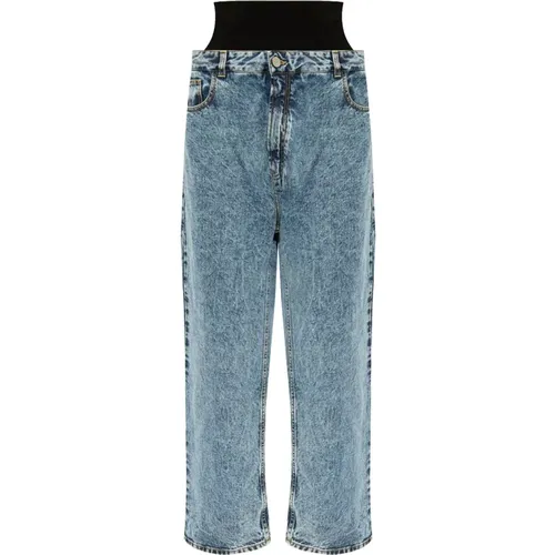 Blaue Baumwollmischung Straight Leg Jeans - Alaïa - Modalova