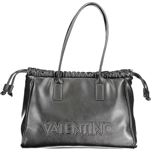 Schwarze Polyethylen-Schultertasche mit Innentasche und Kordelzug - Valentino by Mario Valentino - Modalova