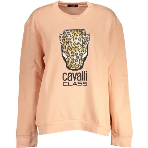 Elegantes Rosa Fleece-Sweatshirt , Damen, Größe: 2XL - Cavalli Class - Modalova