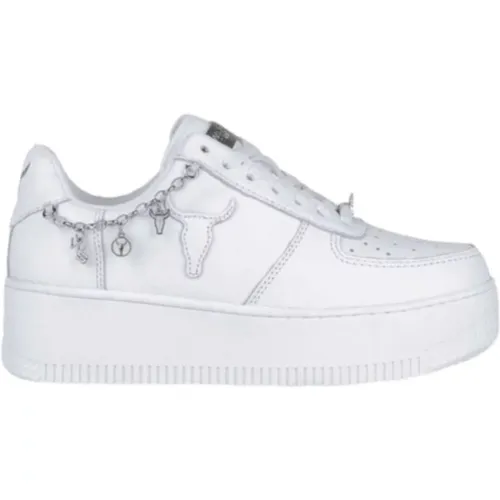 Leather Sneakers with Silver Accessory - Size 41 , female, Sizes: 3 UK - Windsor Smith - Modalova