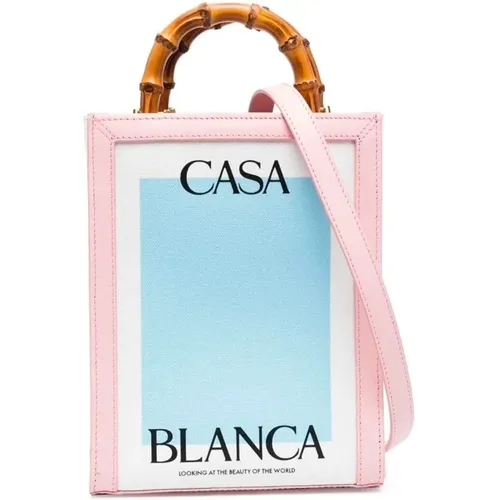Mini Canvas Tote Bag with Leather Details , female, Sizes: ONE SIZE - Casablanca - Modalova