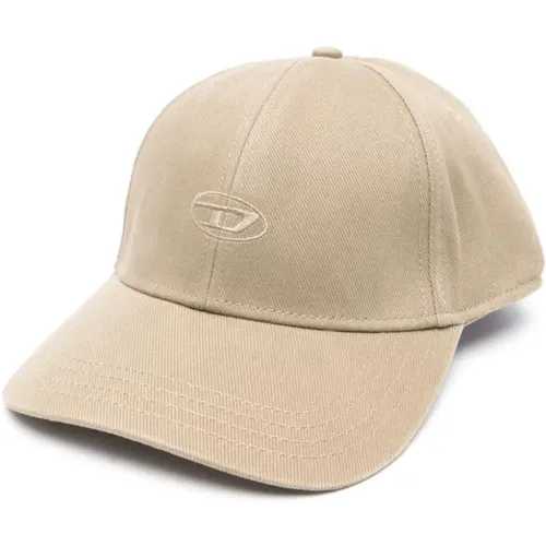 Beige Baseball Cap Embroidered Logo Mens , male, Sizes: M - Diesel - Modalova