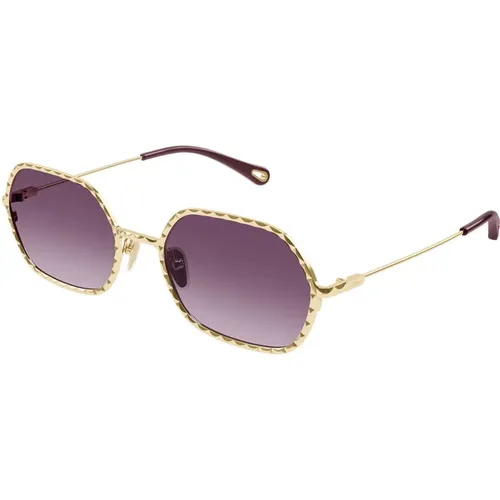 Rechteckige Sonnenbrille mit violetten Gläsern,Stylische Sonnenbrille mit Modell Ch0231S - Chloé - Modalova